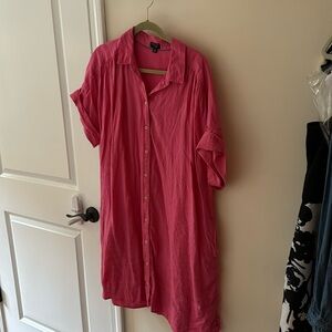 J. Crew Baird McNutt Irish linen shirt sleeve shirt dress in pink